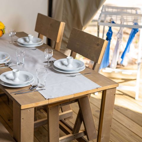 Tente en toile et en bois 5 personnes - Lanterna - Tente Safari Confort + climatisation