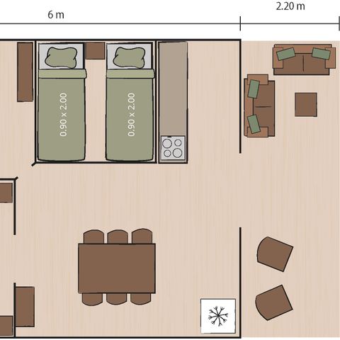 Tente en toile et en bois 5 personnes - Lanterna - Tente Safari Lodge + air conditionné (6P)