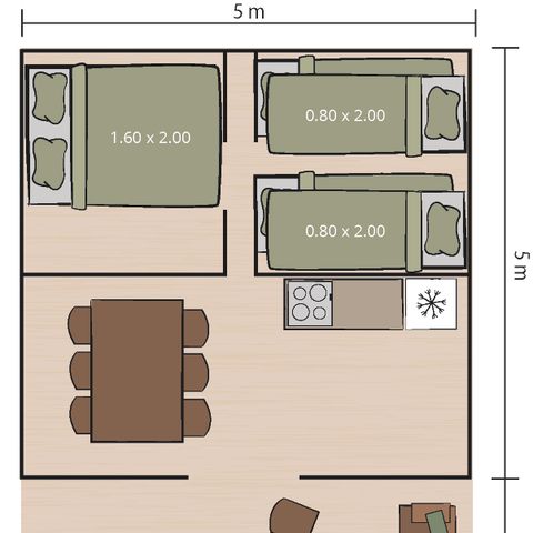 Tente en toile et en bois 5 personnes - Lanterna - Tente Safari Relax