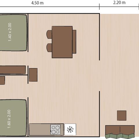 Tente en toile et en bois 5 personnes - Safari tent Lodge