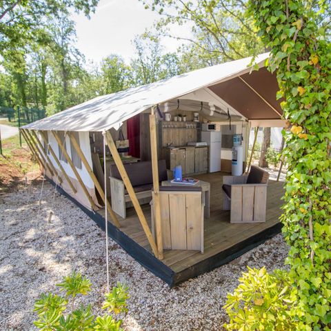 TENTE TOILE ET BOIS 4 personnes - SAFARITENT XXL + CLIM