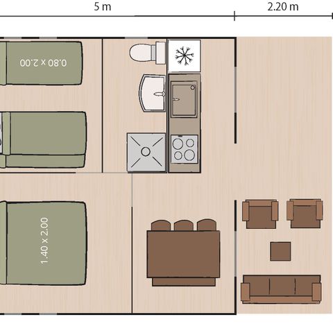 TENTE TOILE ET BOIS 4 personnes - Bijela Uvala - Tente safari + sanitaires + climatisation (5P)