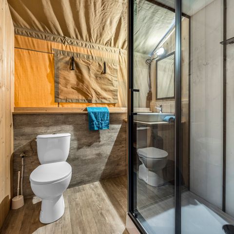 Tente en toile et en bois 4 personnes - Bijela Uvala - Tente Safari + sanitaires + air conditionné (6P)