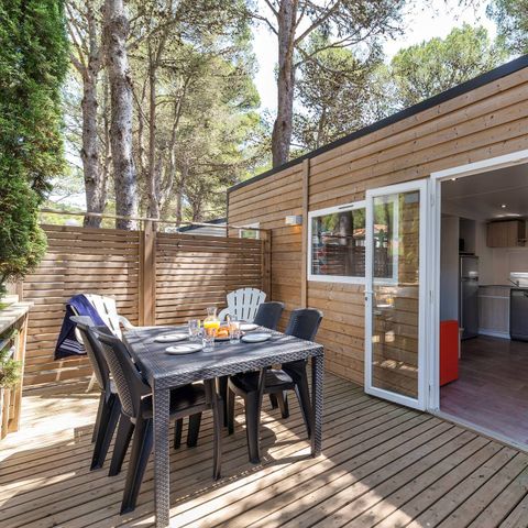 Mobilhome 6 personnes - Mobil-home | Premium | 3 Ch. | 6 Pers. | Terrasse surélevée non couverte | 1 SDB | Clim.