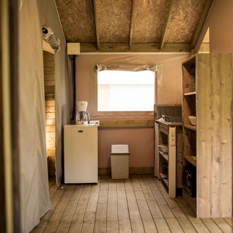 Tente en toile et en bois 5 personnes - CABANE PILOTIS