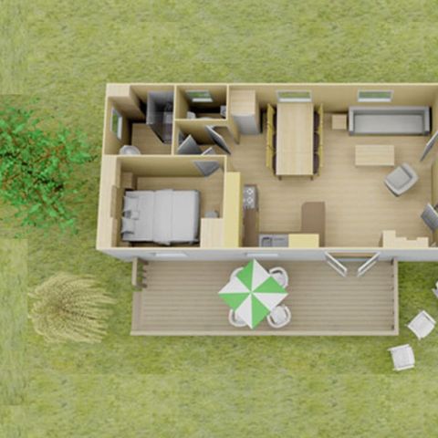 Mobilhome 6 personnes - Classic | 3 Ch. | 6 Pers. | Terrasse surélevée | Clim |TV