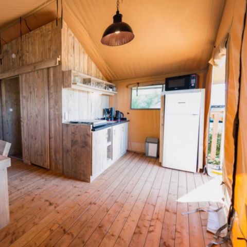 Tente en toile et en bois 6 personnes - SUNLODGE PRESTIGE ETANG 2CH 1 SDB