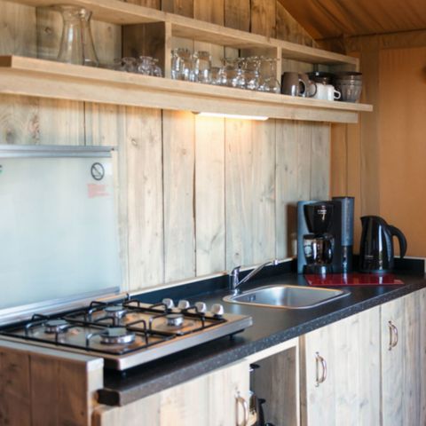 Tente en toile et en bois 6 personnes - SUNLODGE PRESTIGE ETANG 2CH 1 SDB
