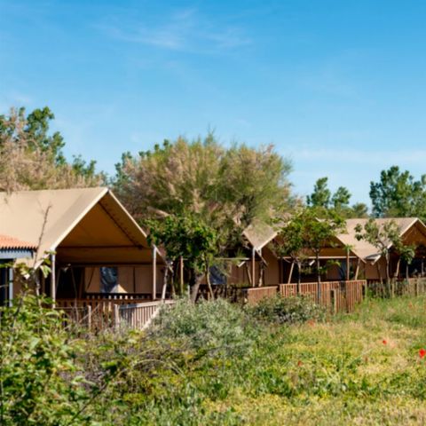Tente en toile et en bois 6 personnes - SUNLODGE PRESTIGE ETANG 2CH 1 SDB