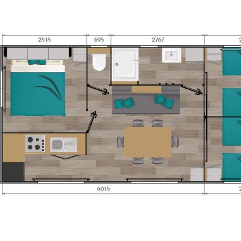 Mobilhome 6 personnes - Mobil-Home premium 3 Chambres 6 personnes