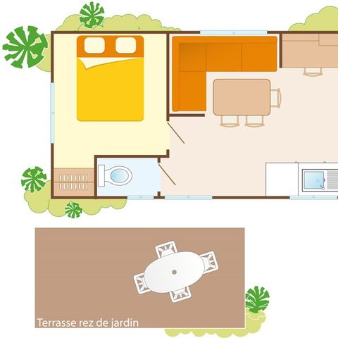 BUNGALOW 6 personnes - Comfort XL | 2 Ch. | 4/6 Pers. | Terrasse simple