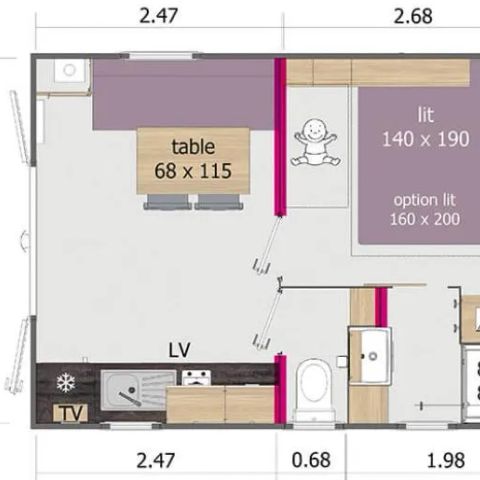 BUNGALOW 2 personnes - 1 chambre 2 pers.