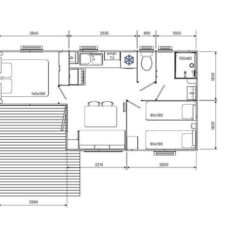 Mobilhome 4 personnes - Ciela Confort Compact - 2 chambres