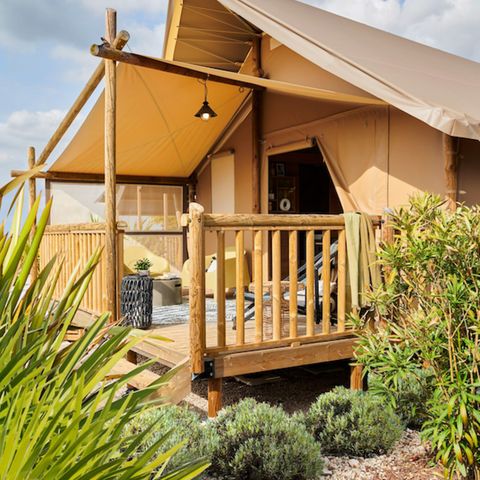 TENTE TOILE ET BOIS 4 personnes - Jungle Lodge 2ch - SDB