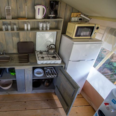 TENTE TOILE ET BOIS 5 personnes - Polari - Tente Safari + sanitaires + climatisation (5P)