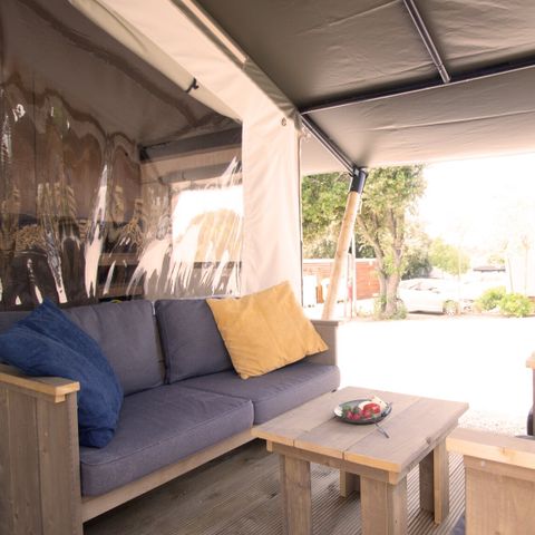 TENTE TOILE ET BOIS 5 personnes - Polari - Tente Safari + sanitaires + climatisation (6P)