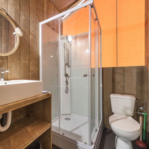 TENTE TOILE ET BOIS 4 personnes - Polari - Tente Safari + sanitaires + climatisation (4P)