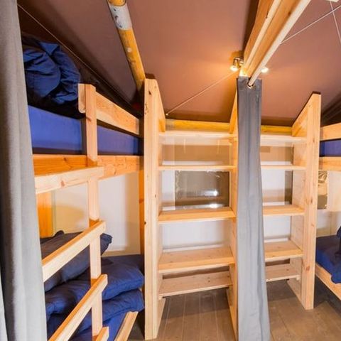TENTE TOILE ET BOIS 5 personnes - Tente safari coucher de soleil + sanitaires + air conditionné (6P)