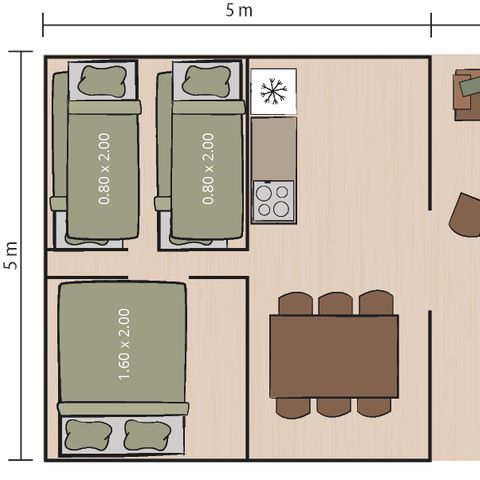 TENTE TOILE ET BOIS 5 personnes - Polari - Tente Safari Relax