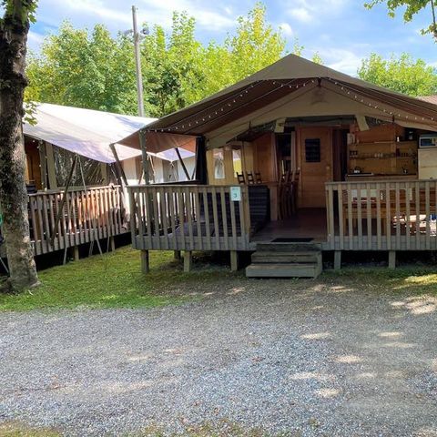 TENTE TOILE ET BOIS 5 personnes - Tente safari Sorella + sanitaires + climatisation (6P)