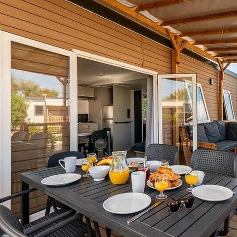 Mobilhome 6 personnes - Premium | 3 Ch. | 6 Pers. | Terrasse Lounge | Clim. | TV