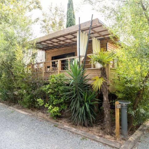 TENTE TOILE ET BOIS 5 personnes - Lodge Kabane sur Pilotis 3 Pièces 5 Personnes Climatisé + TV