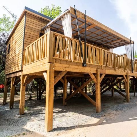 TENTE TOILE ET BOIS 4 personnes - Lodge Kabane sur Pilotis 3 Pièces 4 Personnes Climatisé + TV