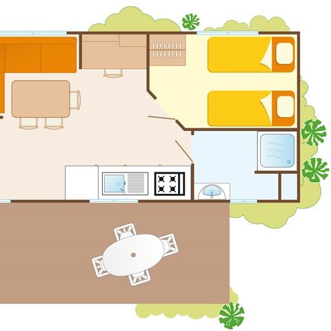 Mobilhome 6 personnes - Comfort XL | 2 Ch. | 4/6 Pers. | Terrasse