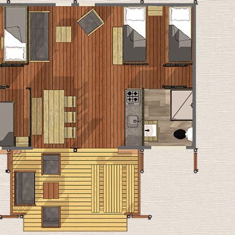 Tente en toile et en bois 7 personnes - Safari Lodge
