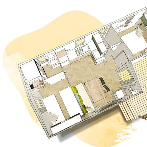 BUNGALOW 6 personnes - Comfort | 2 Ch. | 4/6 Pers. | Terrasse simple | Clim.