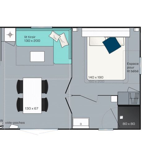 Mobilhome 4/6 personnes - Cottage Brasilia - 2 chambres - 1 salle de bain ***