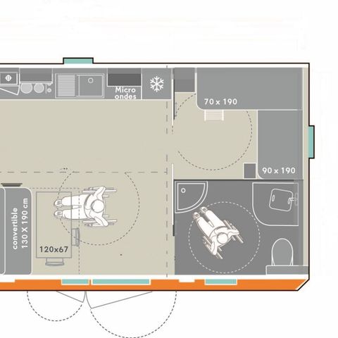Mobilhome 4 personnes - Cottage Borneo 4 pers 2 Ch 1 Sdb *** PMR