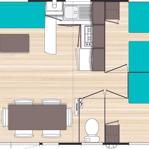 Mobilhome 6 personnes - Classique 3 chambres terrasse couverte
