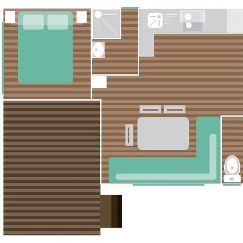 Mobilhome 6 personnes - Classique 3 chambres terrasse semi intégrée