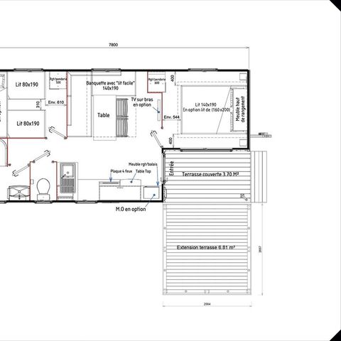 Mobilhome 4 personnes - Classique 2 chambres terrasse semi intégrée