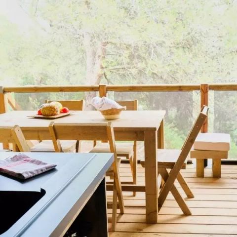 Tente en toile et en bois 5 personnes - Tente Lodge Premium 3 Pièces 5 Personnes