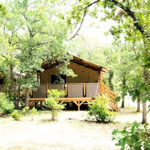 Tente en toile et en bois 5 personnes - Tente Lodge Premium 3 Pièces 5 Personnes