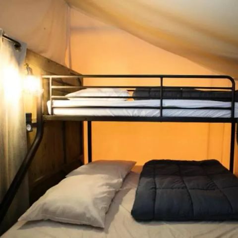 Tente en toile et en bois 5 personnes - Tente Lodge Premium 3 Pièces 5 Personnes