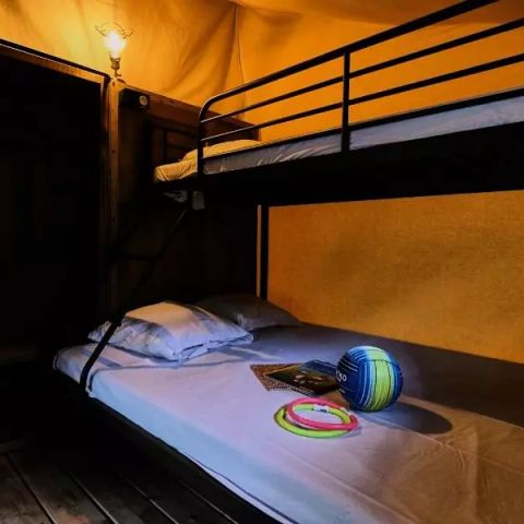 Tente en toile et en bois 5 personnes - Tente Lodge Cosy 3 Pièces 5 Personnes Sans Sanitaire