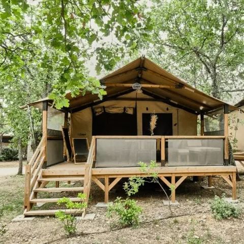 Tente en toile et en bois 5 personnes - Tente Lodge Cosy 3 Pièces 5 Personnes Sans Sanitaire
