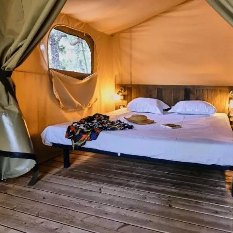 Tente en toile et en bois 5 personnes - Tente Lodge Cosy 3 Pièces 5 Personnes Sans Sanitaire