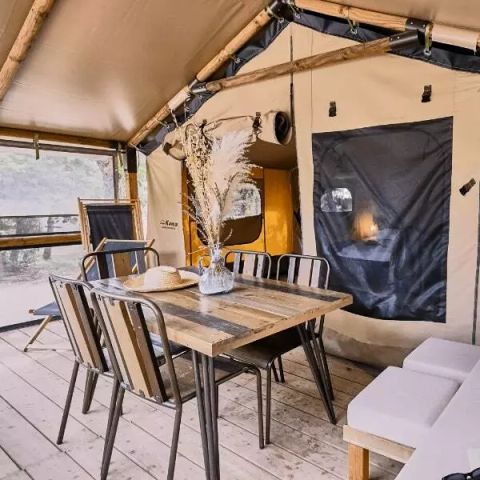 Tente en toile et en bois 5 personnes - Tente Lodge Cosy 3 Pièces 5 Personnes Sans Sanitaire