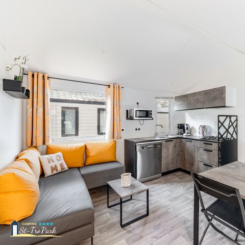 BUNGALOW 6 personnes - Mobil-home Premium 33m² (3 chambres) + Lave Vaisselle + Lit 160 + Terrasse semi-couverte 15m²