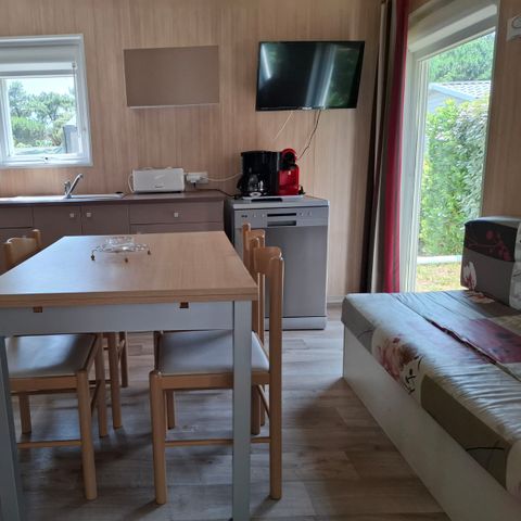 CHALET 6 personnes - Chalet Premium 34m² (3 chambres) + Climatisation + Lave-vaisselle + Terrasse couverte