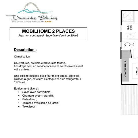 BUNGALOW 2 personnes - TERRASSE CLIM TV