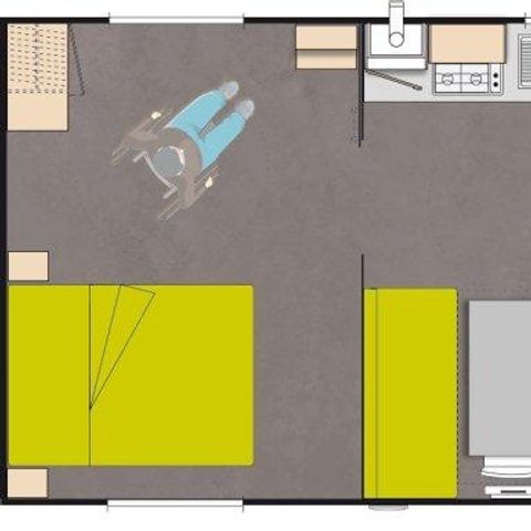 BUNGALOW 5 personnes - Cottage 33 m² Mobilté réduite 2 chambres TV/CLIM