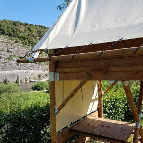 Tente en toile et en bois 2 personnes - Tente Bivouac Confort 6m² 1 chambre 1/2 pers