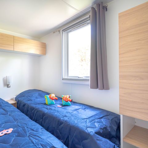 Mobilhome 4 personnes - Mobil home Premium 27 m² 2 chambres + terrasse couverte 9m² + TV + Clim + Vue Rivière 4 pers