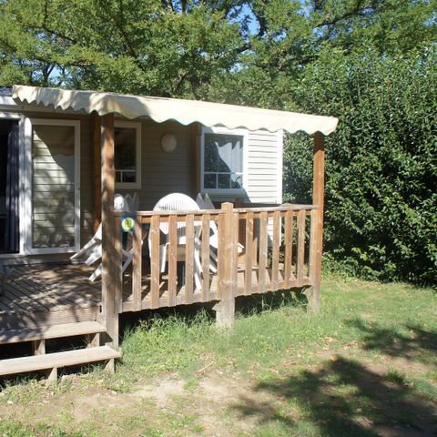 BUNGALOW 7 personnes - Mobil home Premium 32 m² 3 chambres + terrasse 12m² semi-couverte (9m²) + TV + clim 6/7 pers