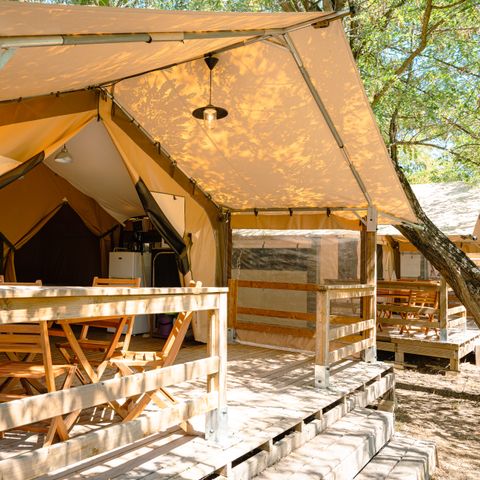 Tente en toile et en bois 5 personnes - Tente Lodge Victoria - 2 chambres